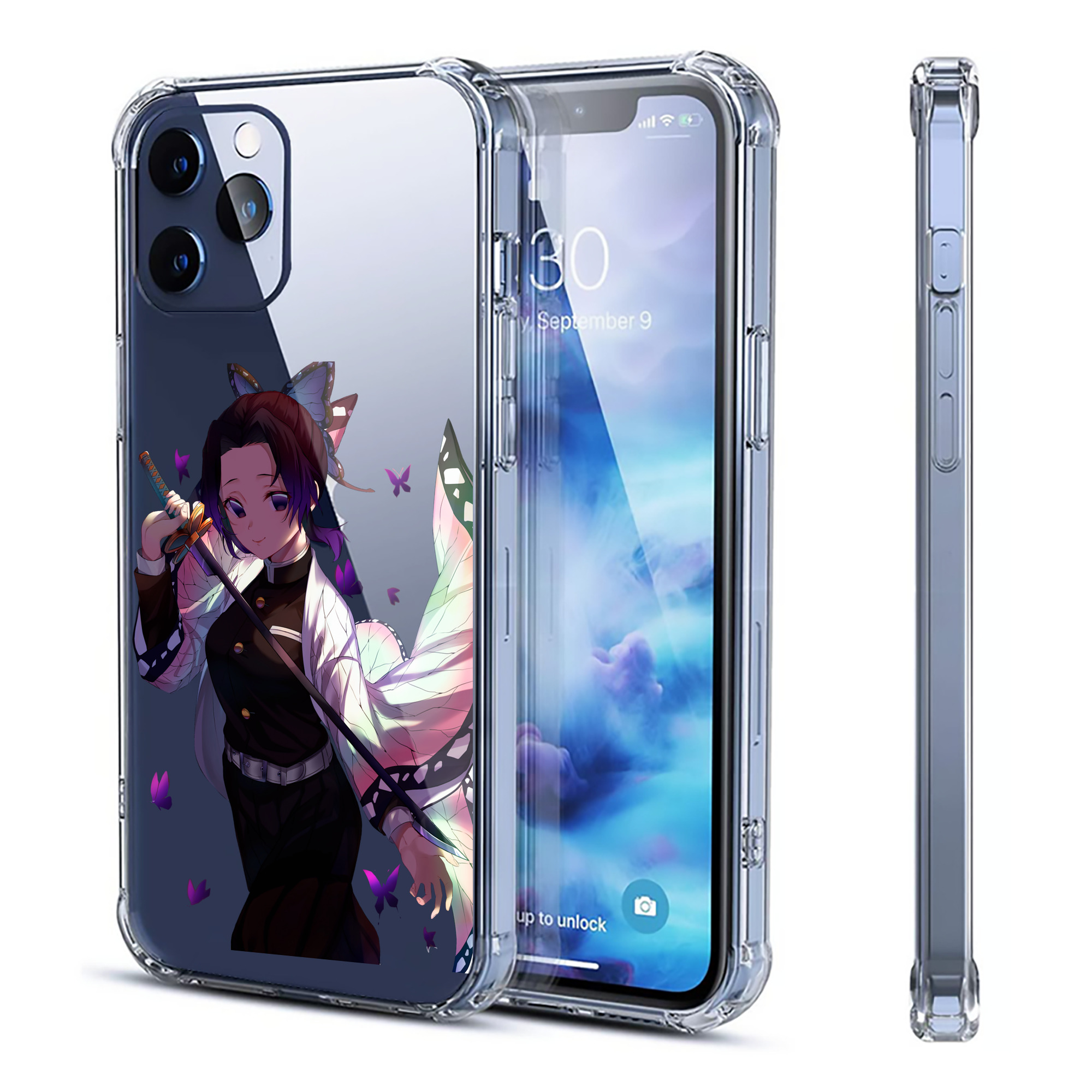 （画像用） 鬼滅の刃（きめつのやいば）蟲柱-胡蝶 しのぶ／こちょう しのぶ Kochou Shinobu 【iPhone 12シリーズ対応】透明スマホケース（クリアソフトケース）